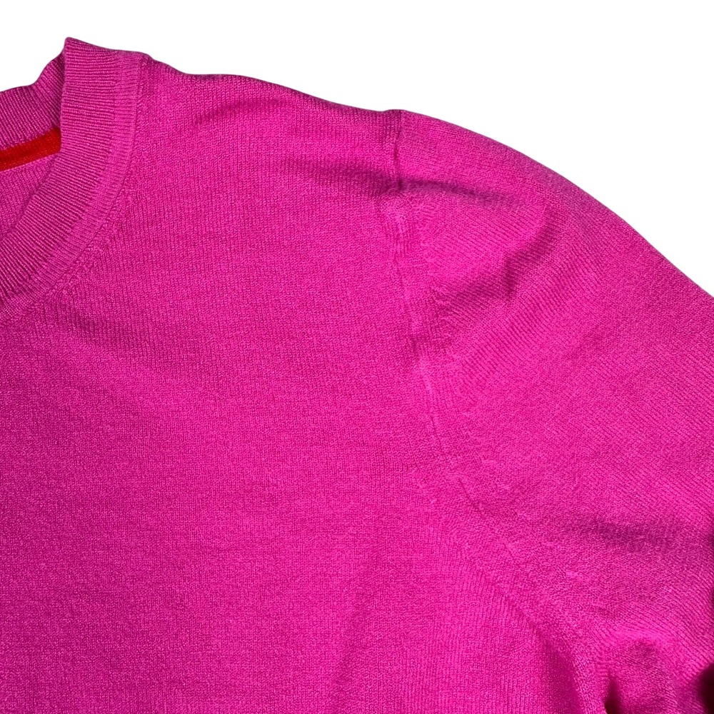 Free Assembly Womens Hot Pink Crewneck Ribbed Cuff Knit Sweater Puff Sleeve XL - Picture 8 of 8